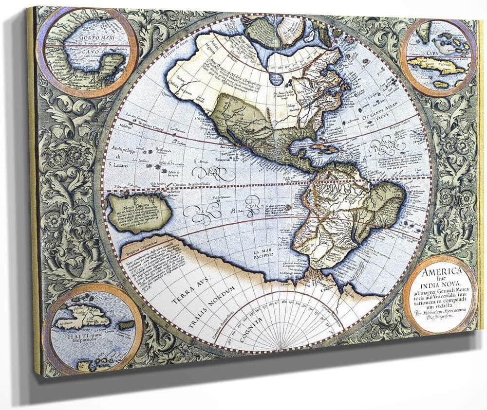 Map Of The Americas By Gerardus Mercator Fine Art Print
