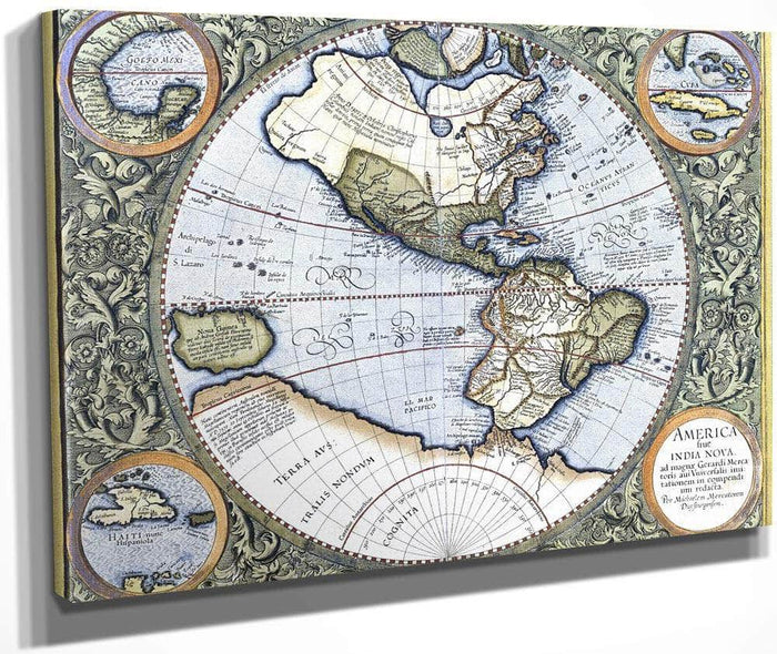 Map Of The Americas By Gerardus Mercator Fine Art Print