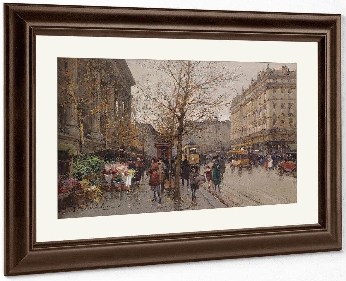 Marche Aux Fleurs À La Madeleine By Eugene Galien Laloue Fine Art Print