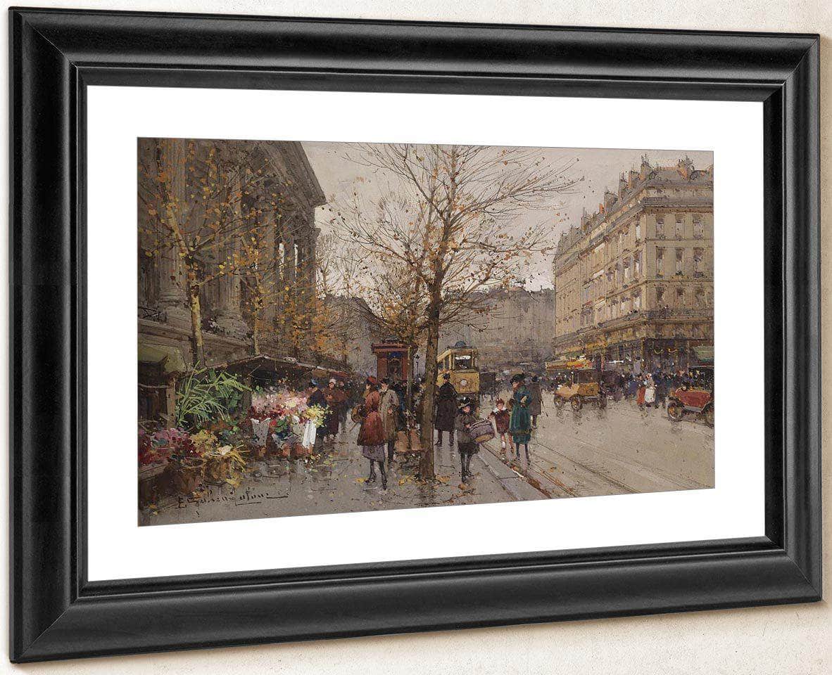 Marche Aux Fleurs À La Madeleine By Eugene Galien Laloue Fine Art Print
