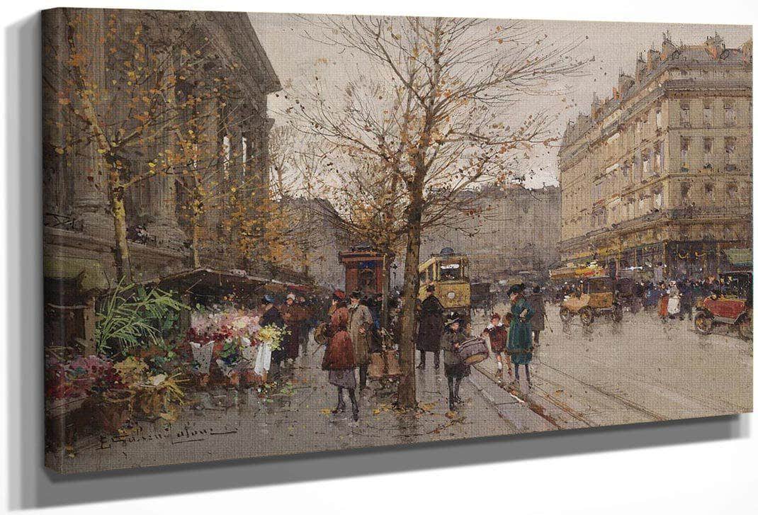 Marche Aux Fleurs À La Madeleine By Eugene Galien Laloue Fine Art Print