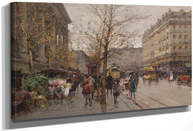 Marche Aux Fleurs À La Madeleine By Eugene Galien Laloue Fine Art Print