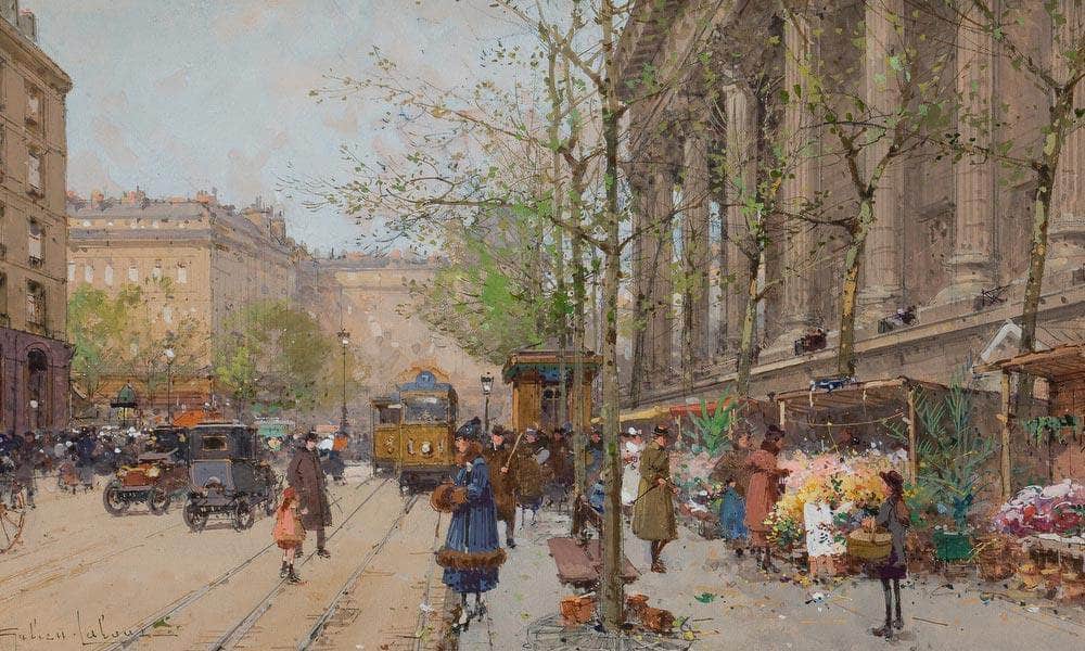 Marche Aux Fleurs Place De La Madeleine By Eugene Galien Laloue Fine Art Print