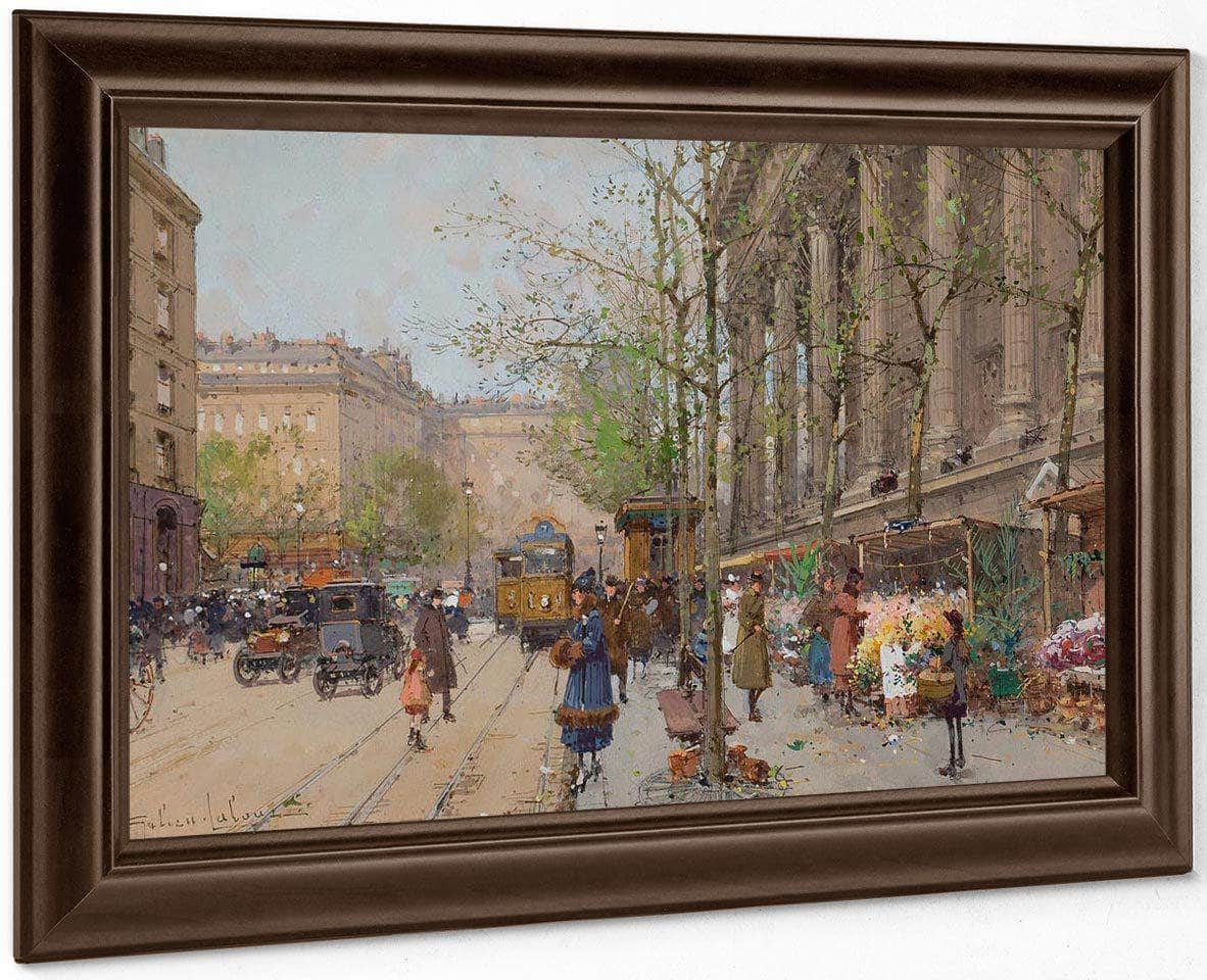Marche Aux Fleurs Place De La Madeleine By Eugene Galien Laloue Fine Art Print