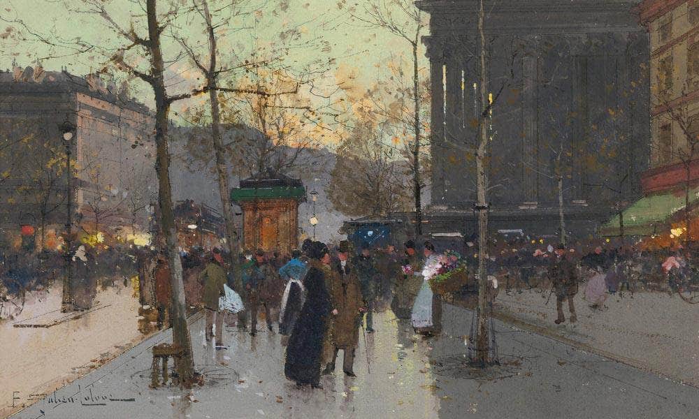 Marche De Fleurs La Madeleine By Eugene Galien Laloue Fine Art Print