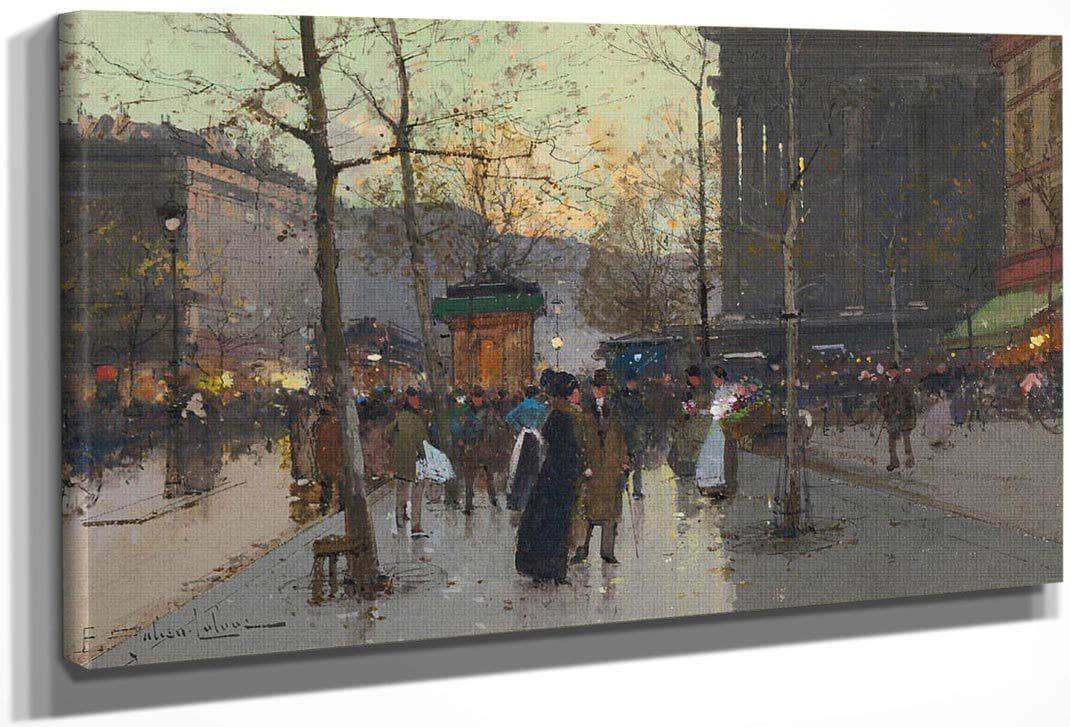 Marche De Fleurs La Madeleine By Eugene Galien Laloue Fine Art Print