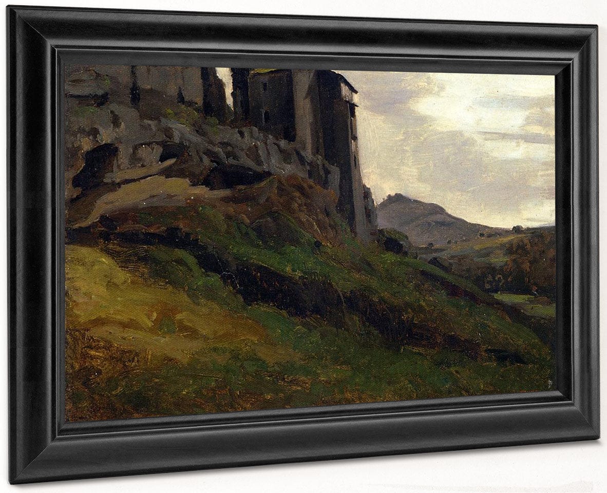 Marino Large Buildings On The Rocks 1826 1827 Oil On Paper 3620X2450Mm Private Collection  By Jean Baptiste Camille Corot Fine Art Print