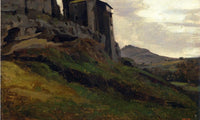 Marino Large Buildings On The Rocks 1826 1827 Oil On Paper 3620X2450Mm Private Collection  By Jean Baptiste Camille Corot Fine Art Print