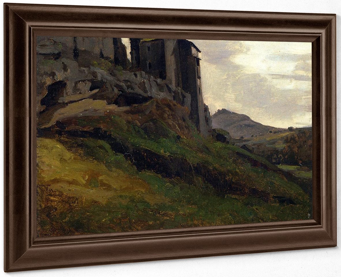 Marino Large Buildings On The Rocks 1826 1827 Oil On Paper 3620X2450Mm Private Collection  By Jean Baptiste Camille Corot Fine Art Print