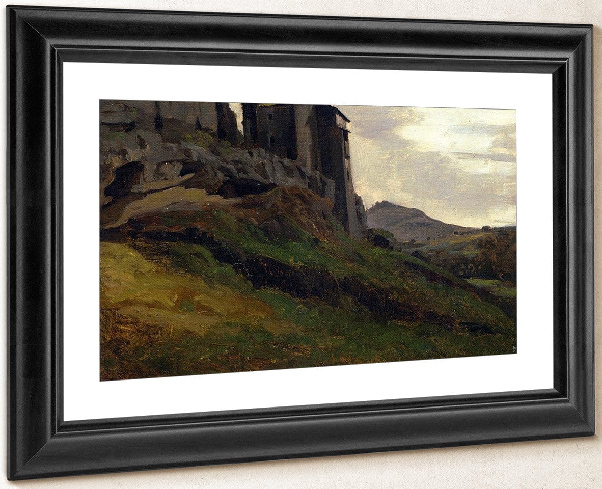Marino Large Buildings On The Rocks 1826 1827 Oil On Paper 3620X2450Mm Private Collection  By Jean Baptiste Camille Corot Fine Art Print