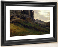 Marino Large Buildings On The Rocks 1826 1827 Oil On Paper 3620X2450Mm Private Collection  By Jean Baptiste Camille Corot Fine Art Print