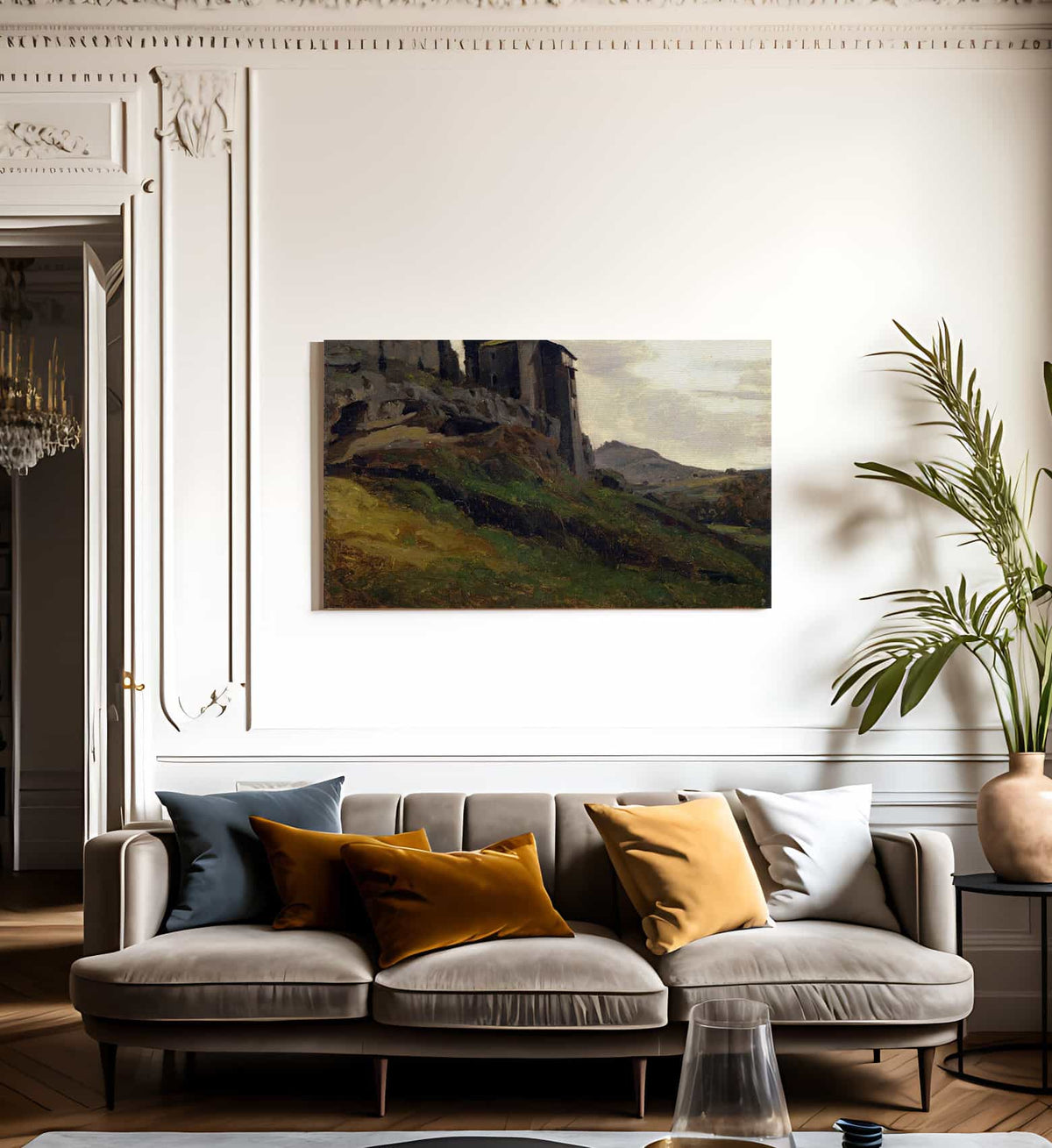 Marino Large Buildings On The Rocks 1826 1827 Oil On Paper 3620X2450Mm Private Collection  By Jean Baptiste Camille Corot Fine Art Print