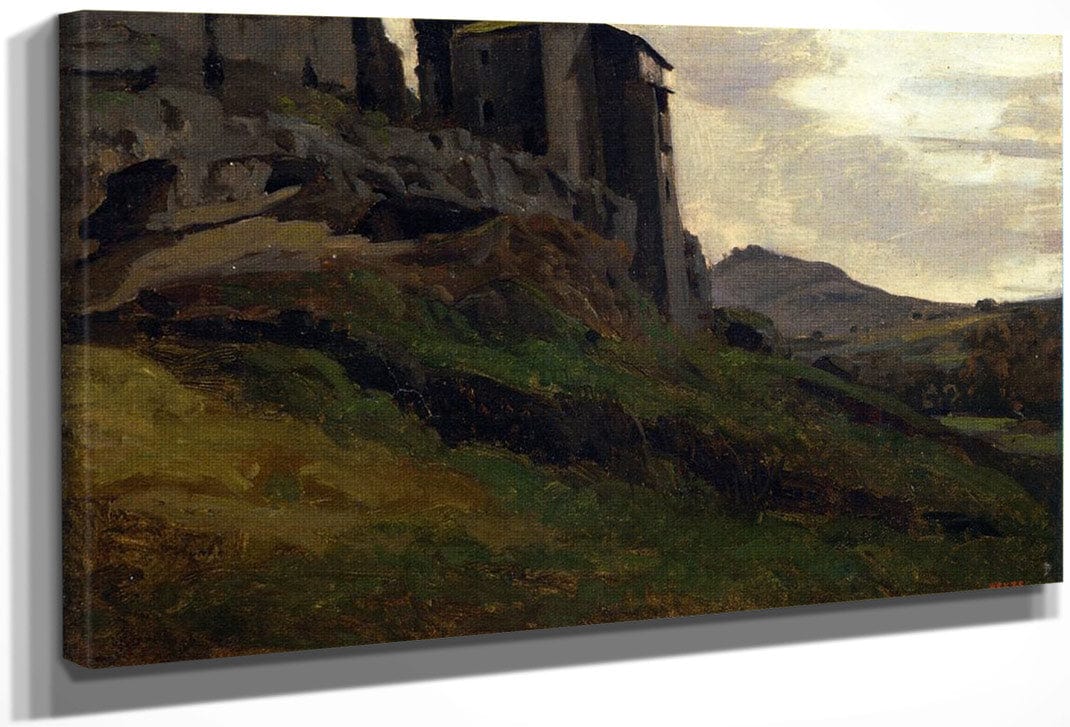 Marino Large Buildings On The Rocks 1826 1827 Oil On Paper 3620X2450Mm Private Collection  By Jean Baptiste Camille Corot Fine Art Print