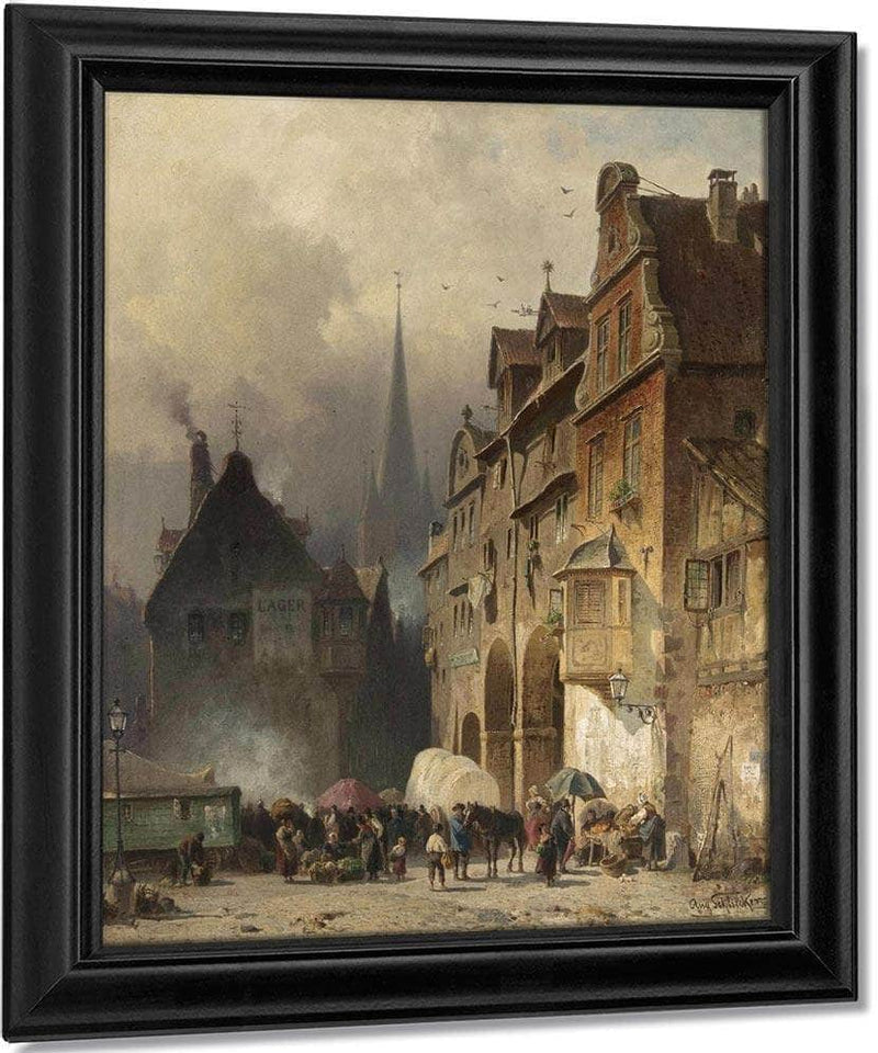 Market Day By August Eduard Schliecker Fine Art Print