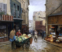 Market On The Rue Mouffetard, Paris Painting Victor Gabriel Gilbert Canvas Art Fine Art Print