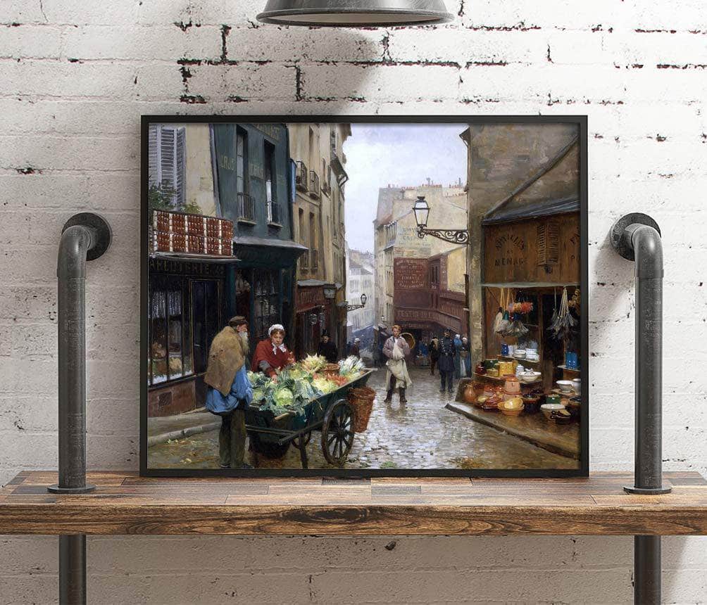 Market On The Rue Mouffetard, Paris Painting Victor Gabriel Gilbert Canvas Art Fine Art Print