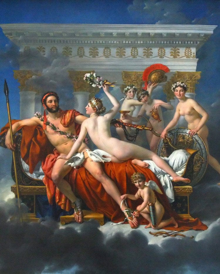 Mars Disarmed By Venus And The Three Graces  By Jacques Louis David Fine Art Print