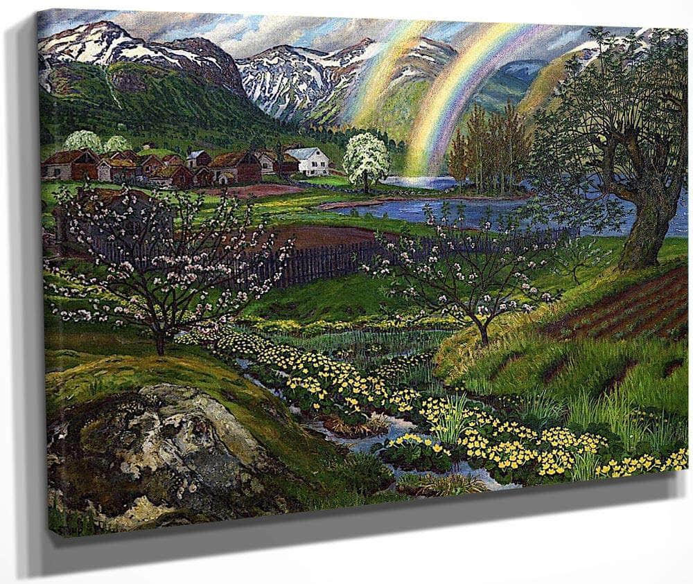 Marsh Marigolds And Double Rainbow By Nicolai Astrup Fine Art Print