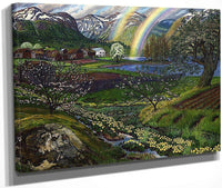 Marsh Marigolds And Double Rainbow By Nicolai Astrup Fine Art Print