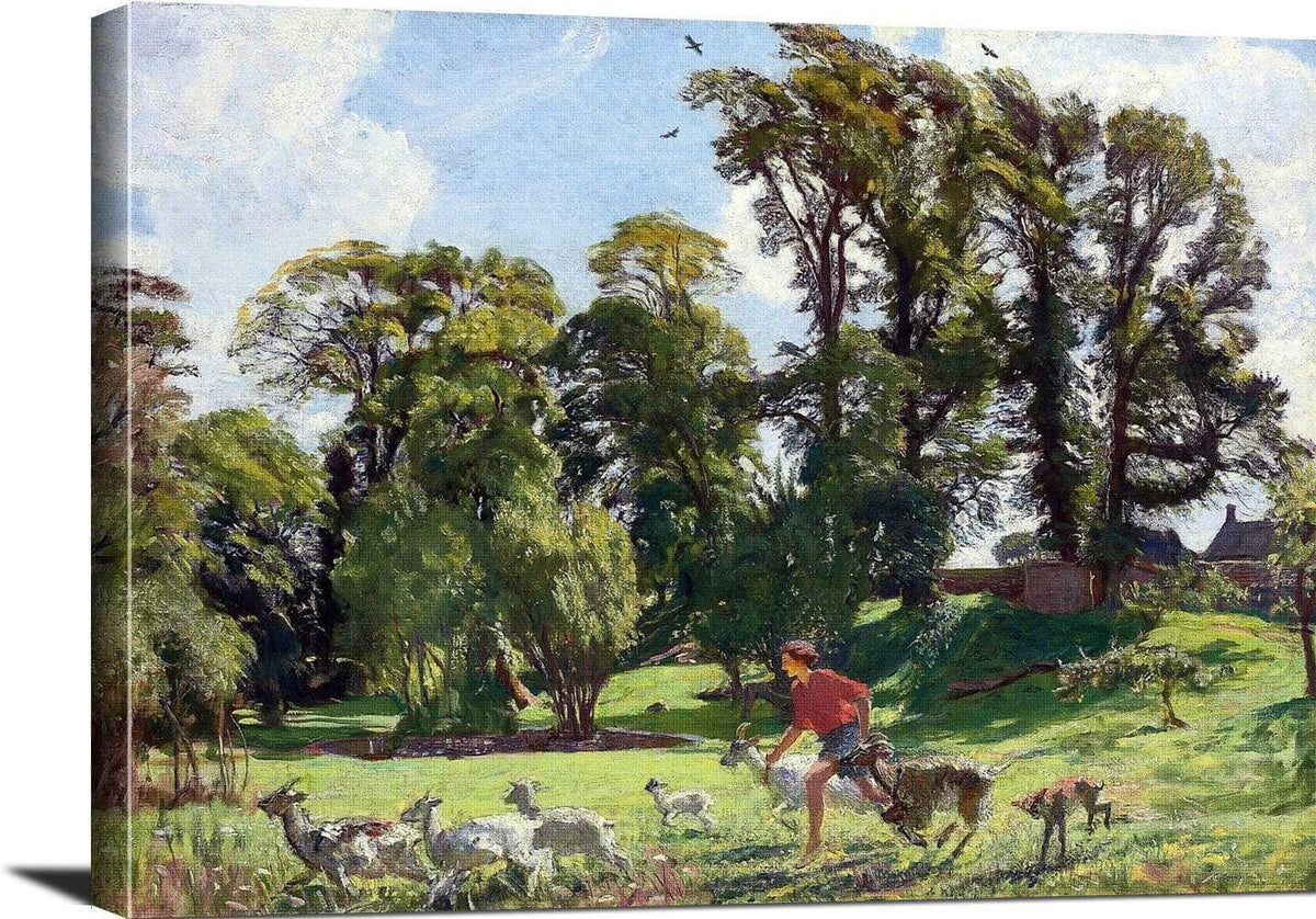 Mary In The Gardens Dunshay Painting George Spencer Watson Canvas Art Fine Art Print