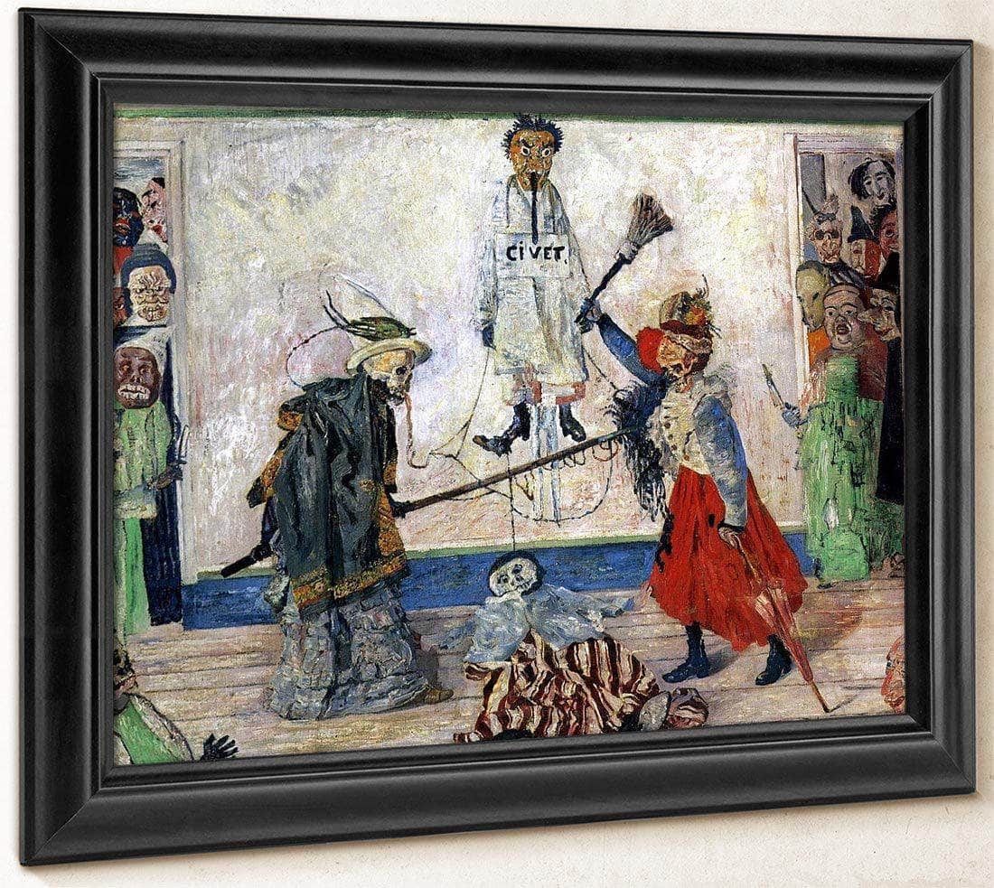 Masks Fighting Over A Hanged Man By James Ensor Fine Art Print