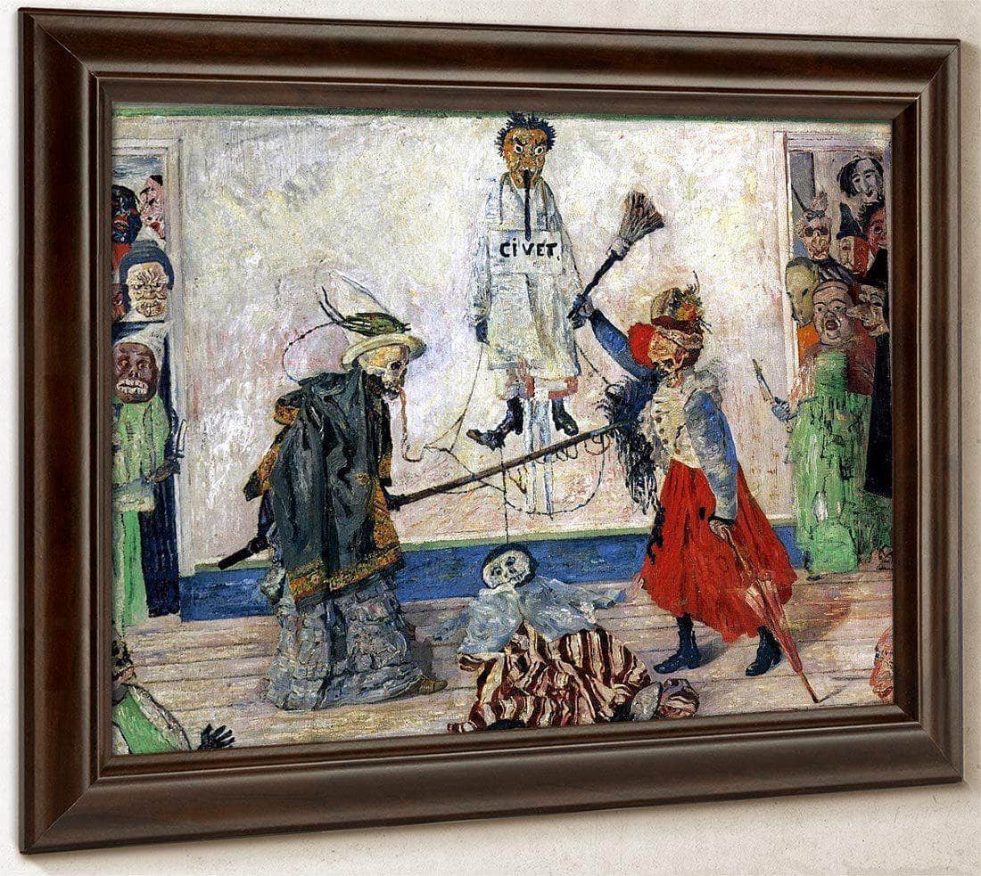 Masks Fighting Over A Hanged Man By James Ensor Fine Art Print