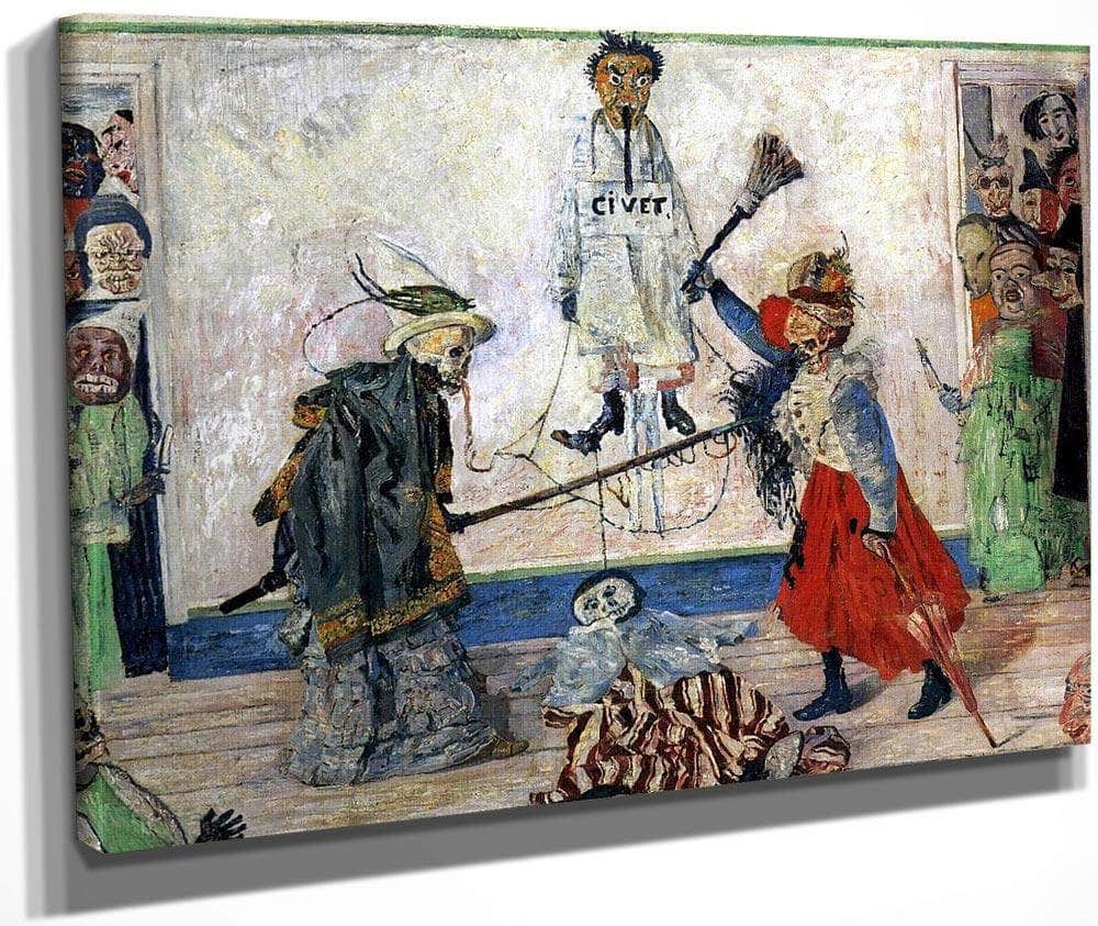 Masks Fighting Over A Hanged Man By James Ensor Fine Art Print