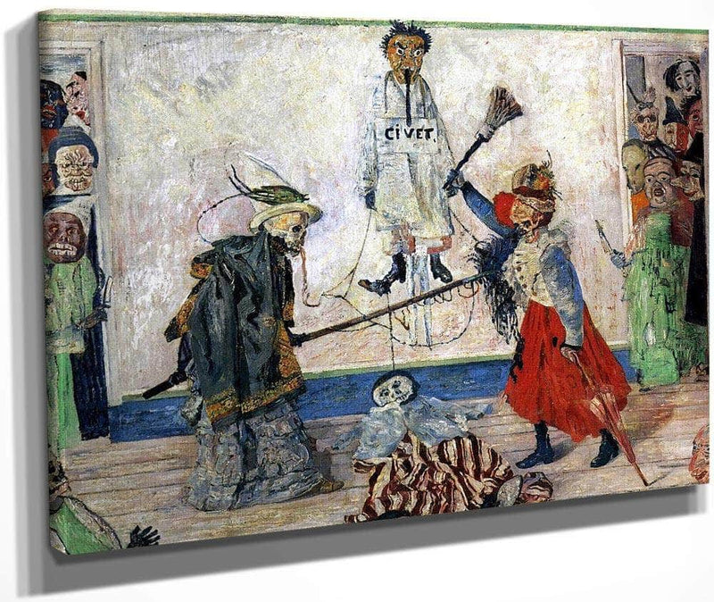 Masks Fighting Over A Hanged Man By James Ensor Fine Art Print