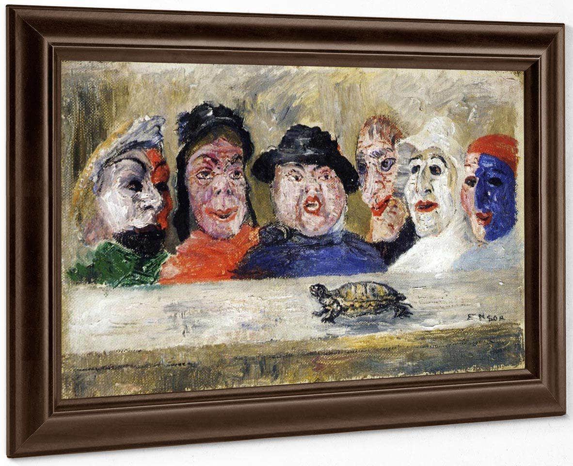 Masks Watching A Turtle By James Ensor Fine Art Print