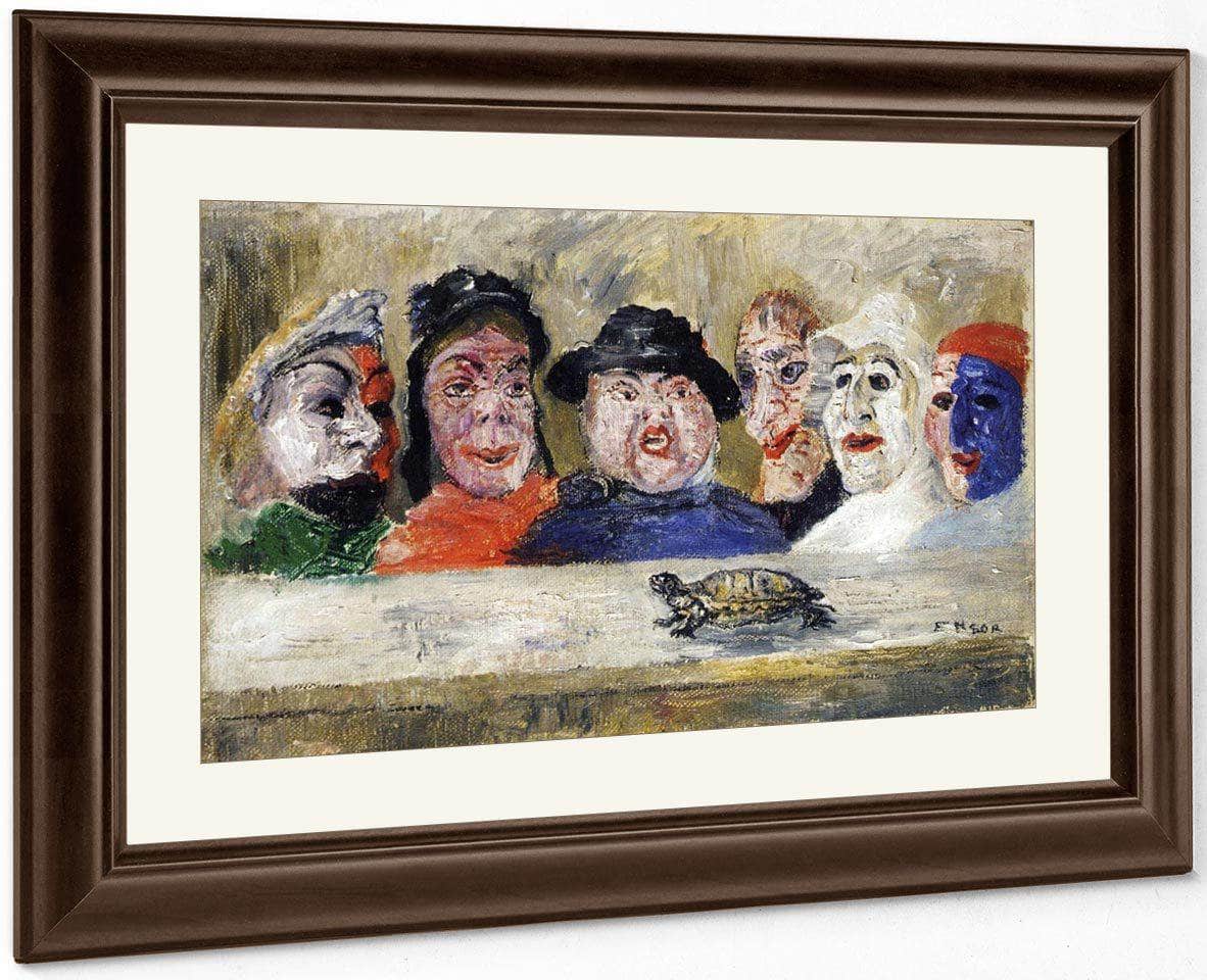 Masks Watching A Turtle By James Ensor Fine Art Print