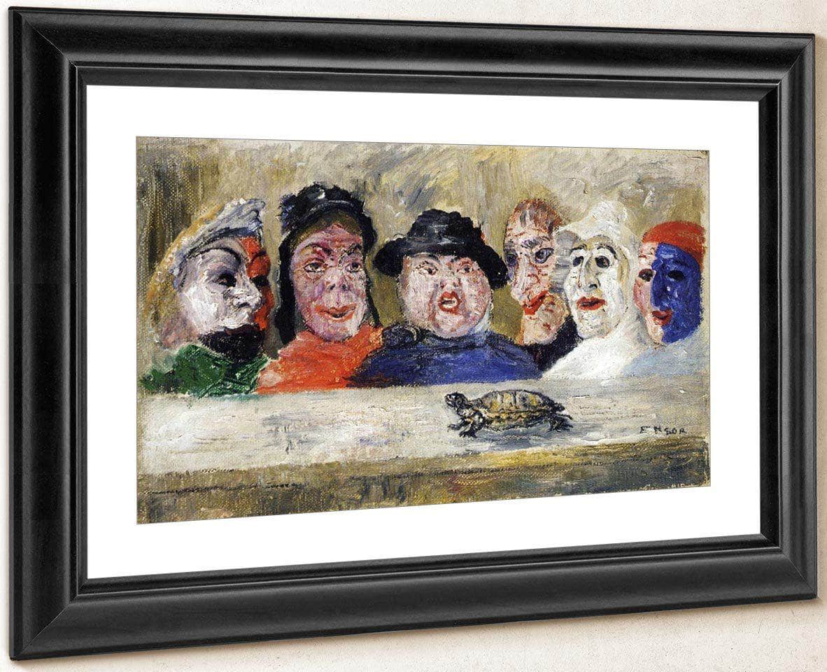 Masks Watching A Turtle By James Ensor Fine Art Print
