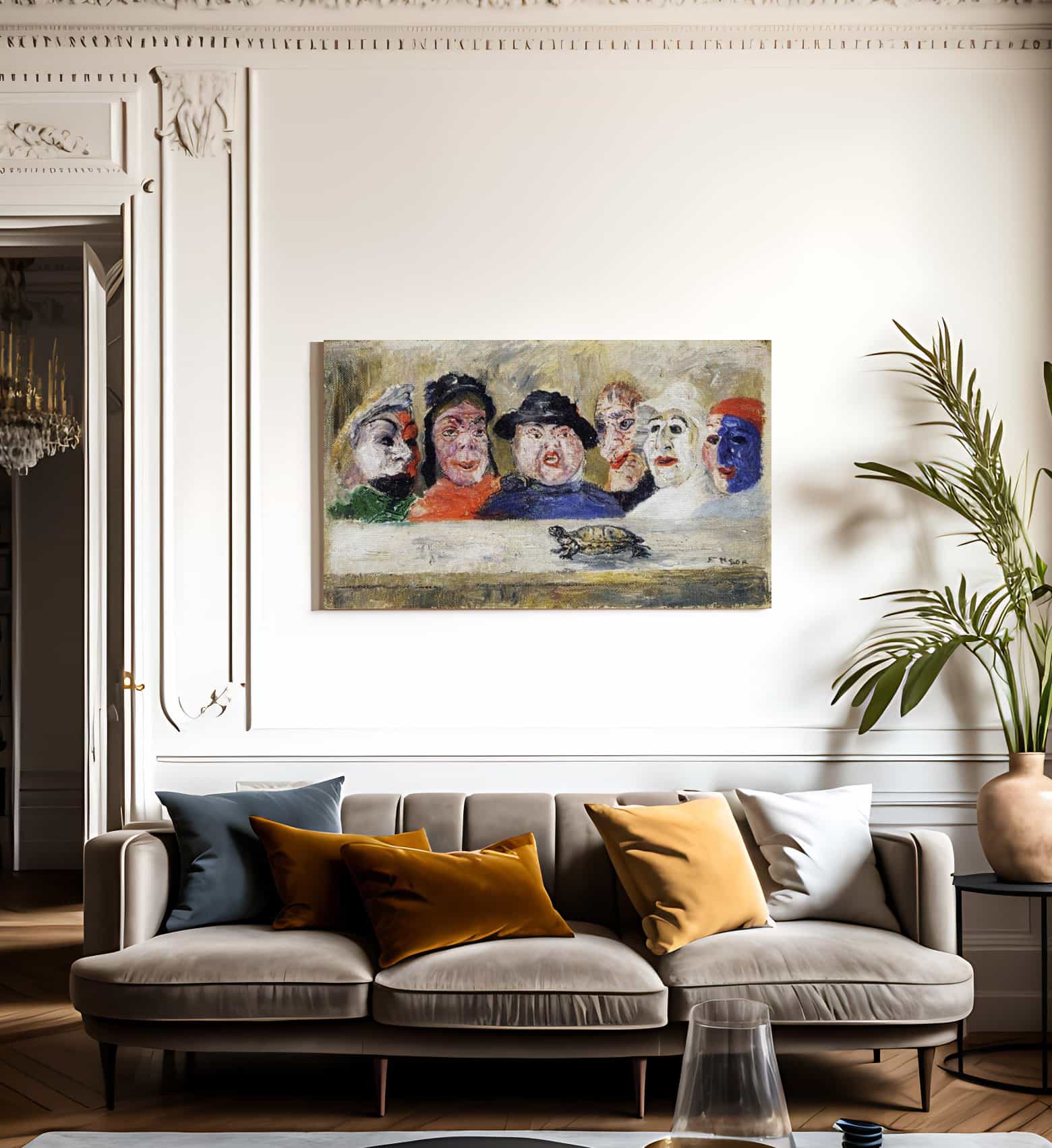 Masks Watching A Turtle By James Ensor Fine Art Print
