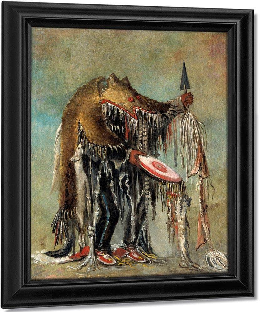 Medicine Man, Performing His Mysteries Over A Dying Man By George Catlin Fine Art Print