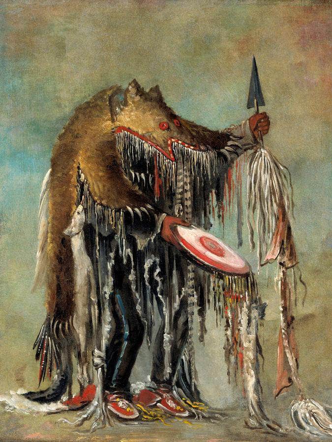 Medicine Man, Performing His Mysteries Over A Dying Man By George Catlin Fine Art Print