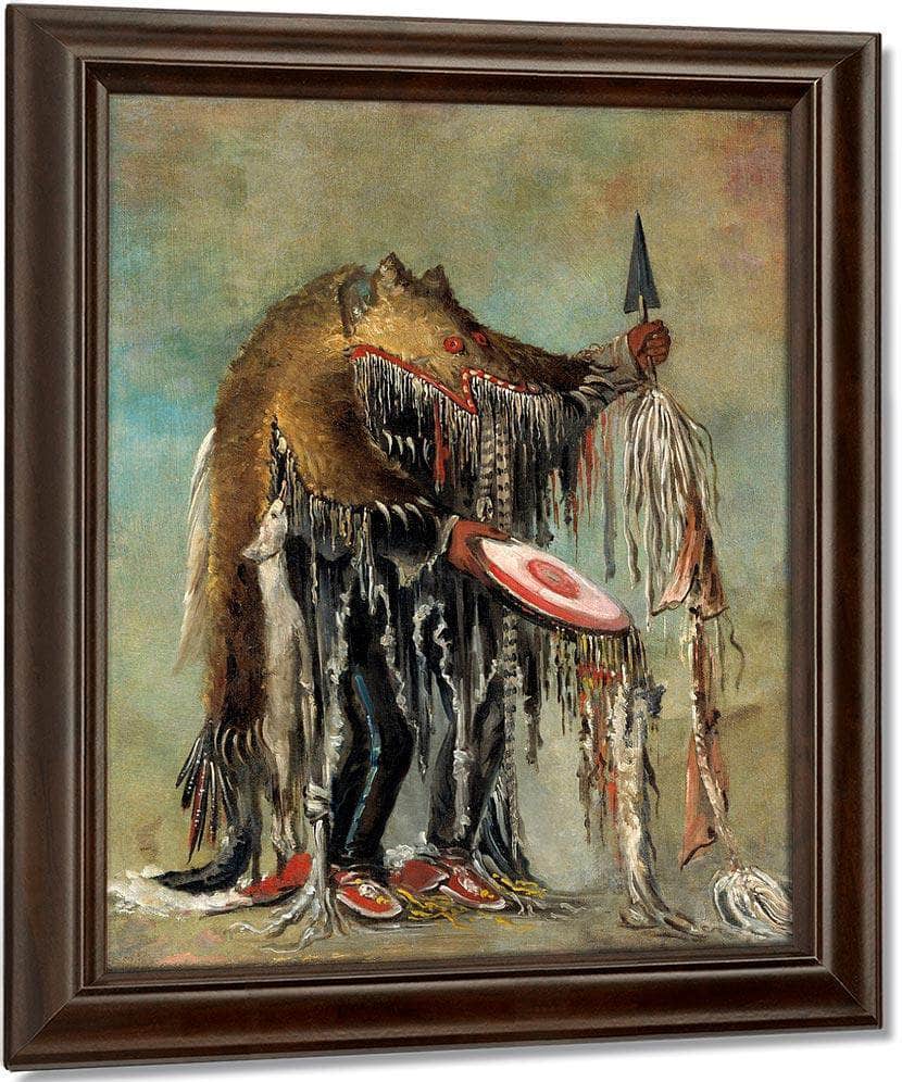 Medicine Man, Performing His Mysteries Over A Dying Man By George Catlin Fine Art Print