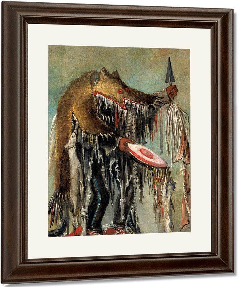 Medicine Man, Performing His Mysteries Over A Dying Man By George Catlin Fine Art Print