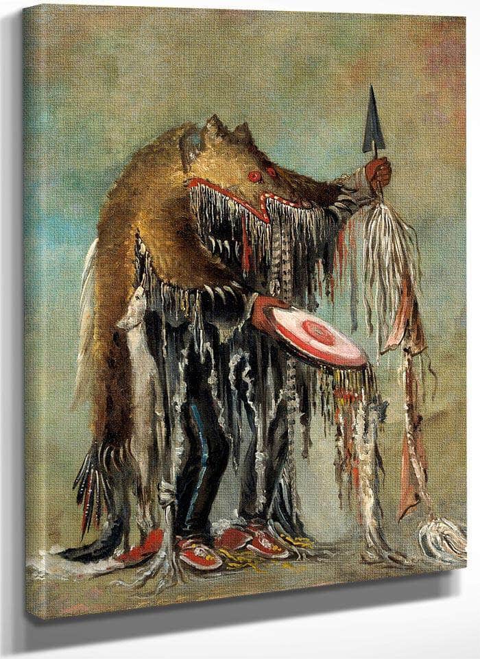 Medicine Man, Performing His Mysteries Over A Dying Man By George Catlin Fine Art Print