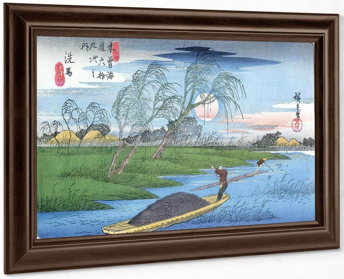 Men Poling Boats Past A Bank With Willows By Hiroshige Fine Art Print