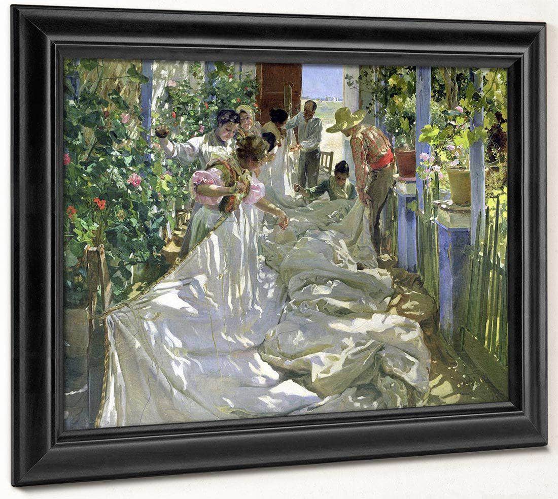 Mending The Sail By Joaquin Sorolla Y Bastida Fine Art Print