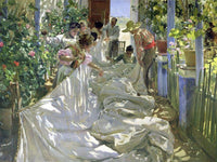 Mending The Sail By Joaquin Sorolla Y Bastida Fine Art Print