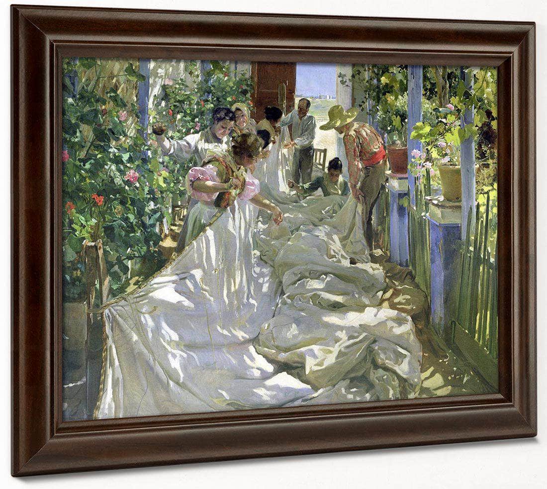 Mending The Sail By Joaquin Sorolla Y Bastida Fine Art Print
