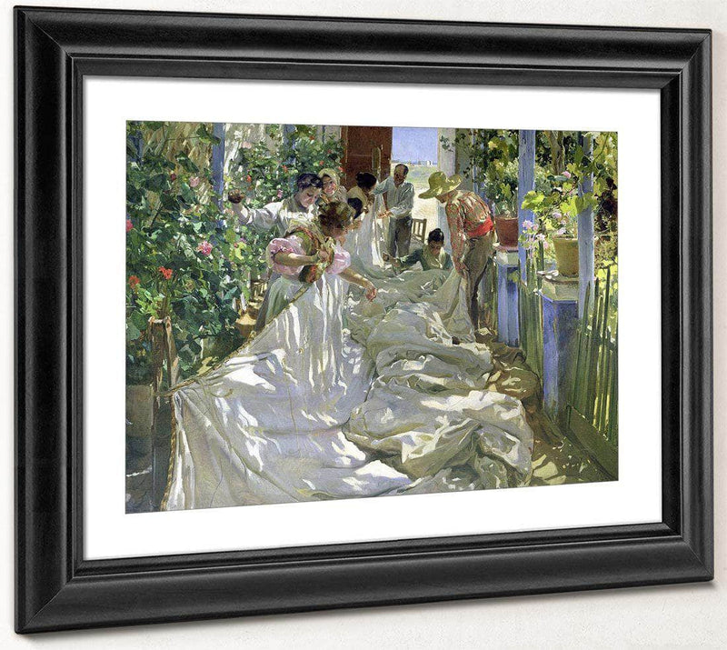 Mending The Sail By Joaquin Sorolla Y Bastida Fine Art Print