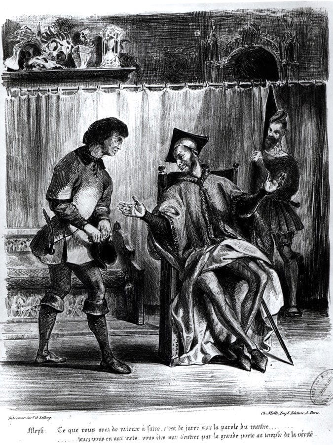 Mephistopheles And The Pupil, From Goethe's Faust By Ferdinand Victor Eugene Delacroix Fine Art Print