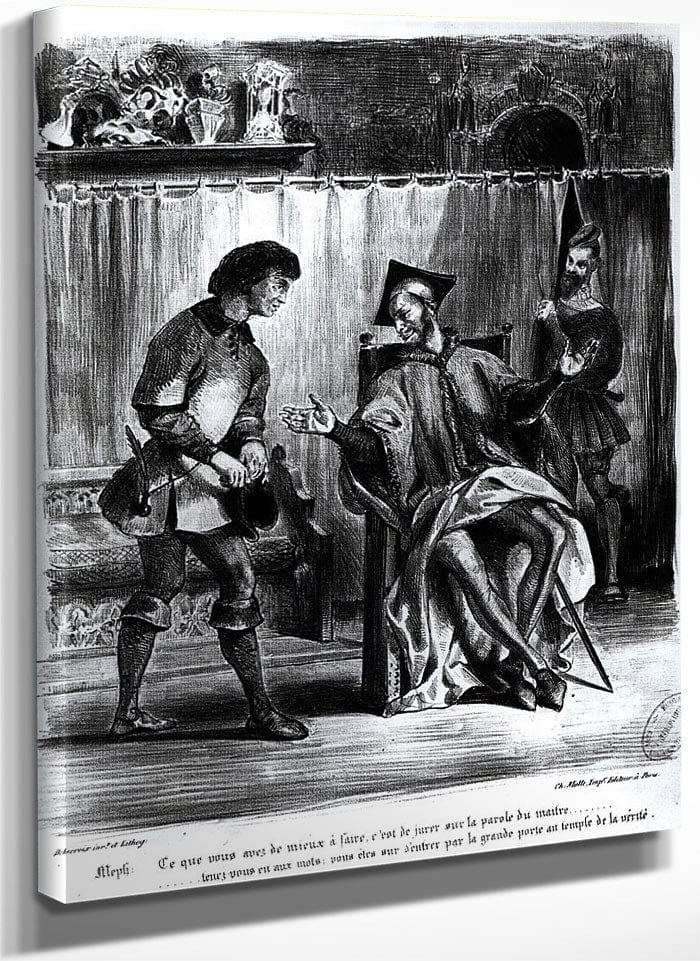 Mephistopheles And The Pupil, From Goethe's Faust By Ferdinand Victor Eugene Delacroix Fine Art Print