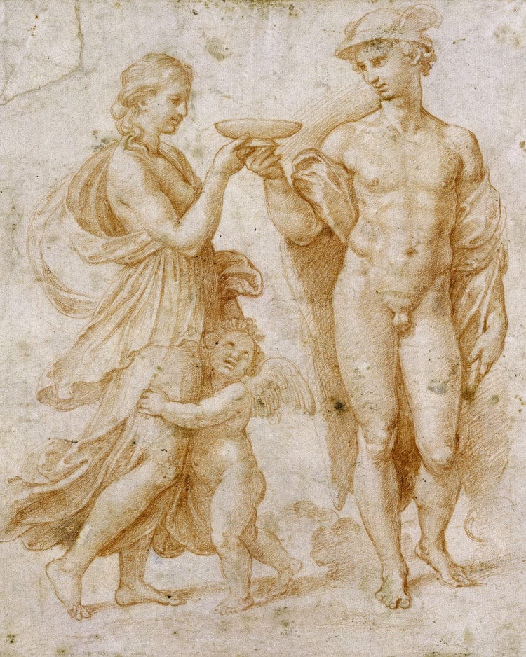 Mercury Offering The Cup Of Immortality To Psyche 2 By Raphael Fine Art Print