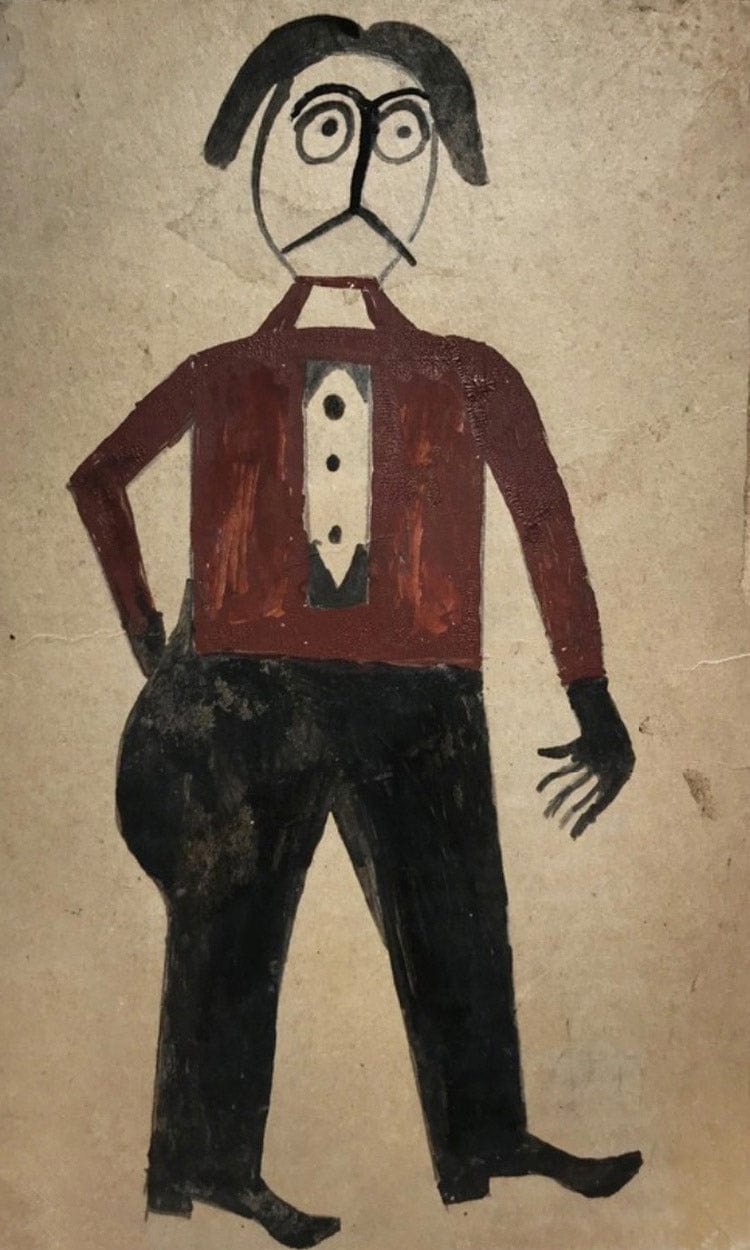 Mexican Man By Bill Traylor Fine Art Print