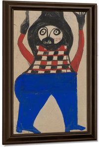 Mexican Man In Checkered Shirt By Bill Traylor Fine Art Print