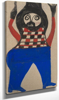 Mexican Man In Checkered Shirt By Bill Traylor Fine Art Print
