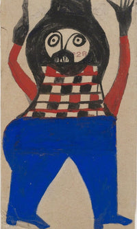 Mexican Man In Checkered Shirt By Bill Traylor Fine Art Print