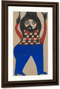 Mexican Man In Checkered Shirt By Bill Traylor Fine Art Print